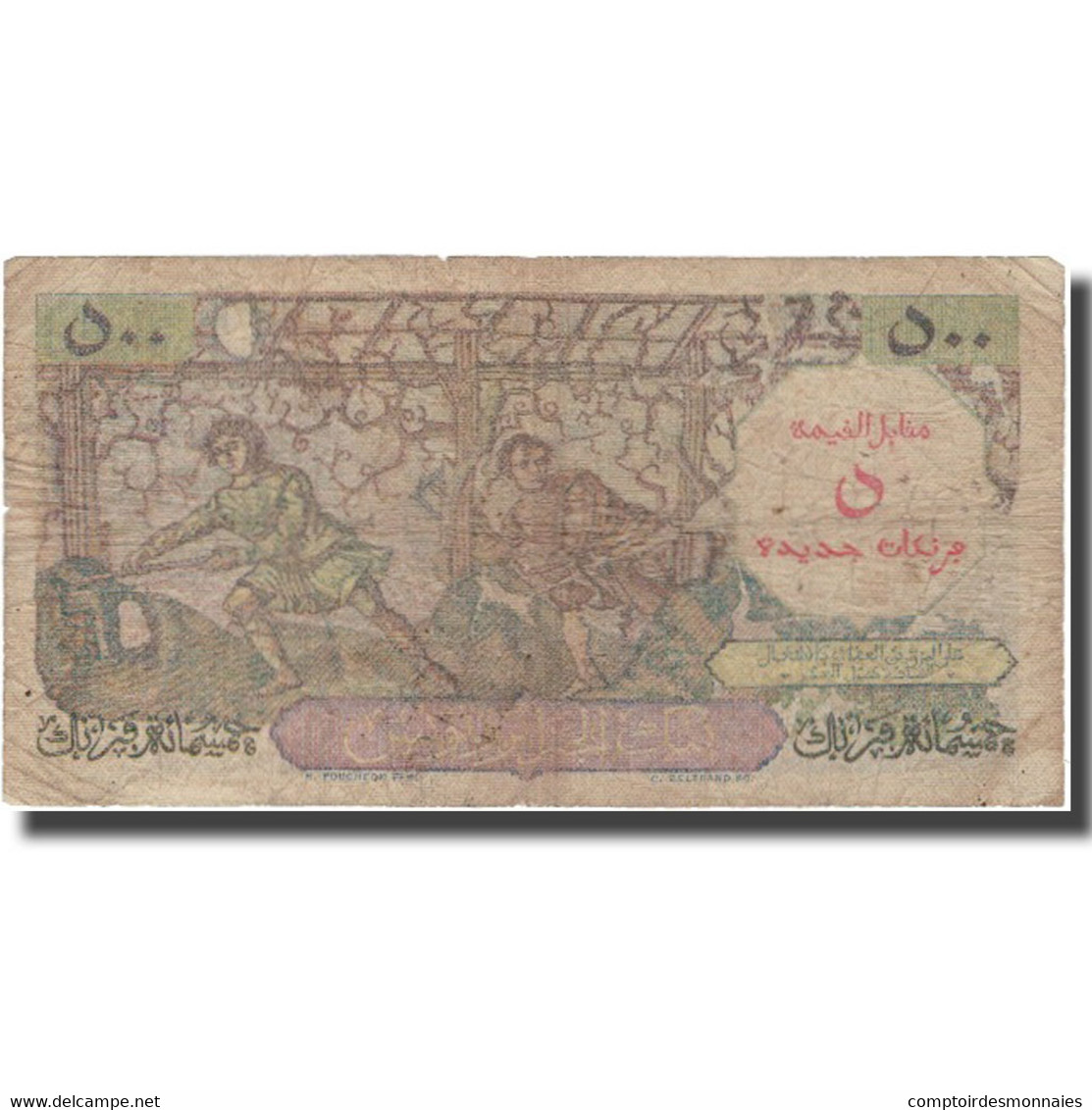 Billet, Algeria, 5 NF On 500 Francs, 1956, 1956-10-30, KM:111, TB - Algérie