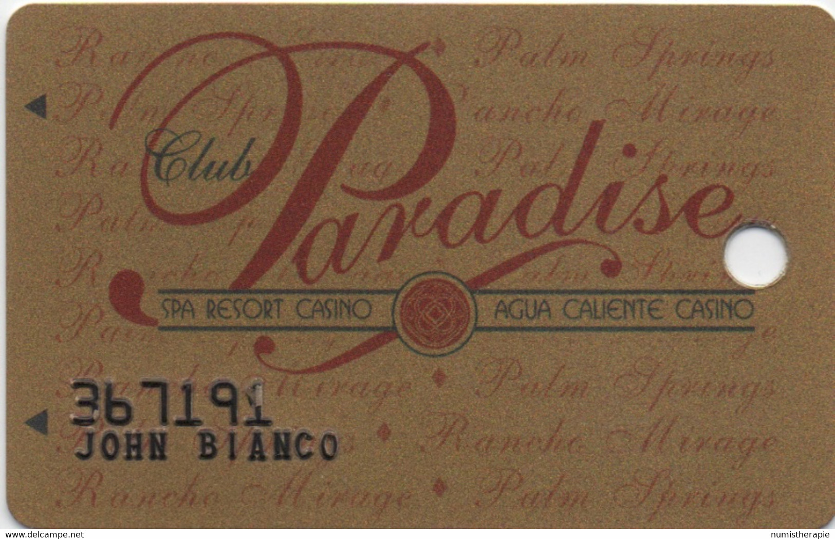 Spa Resort Casino & Agua Caliente Casino CA : Club Paradise - Casino Cards