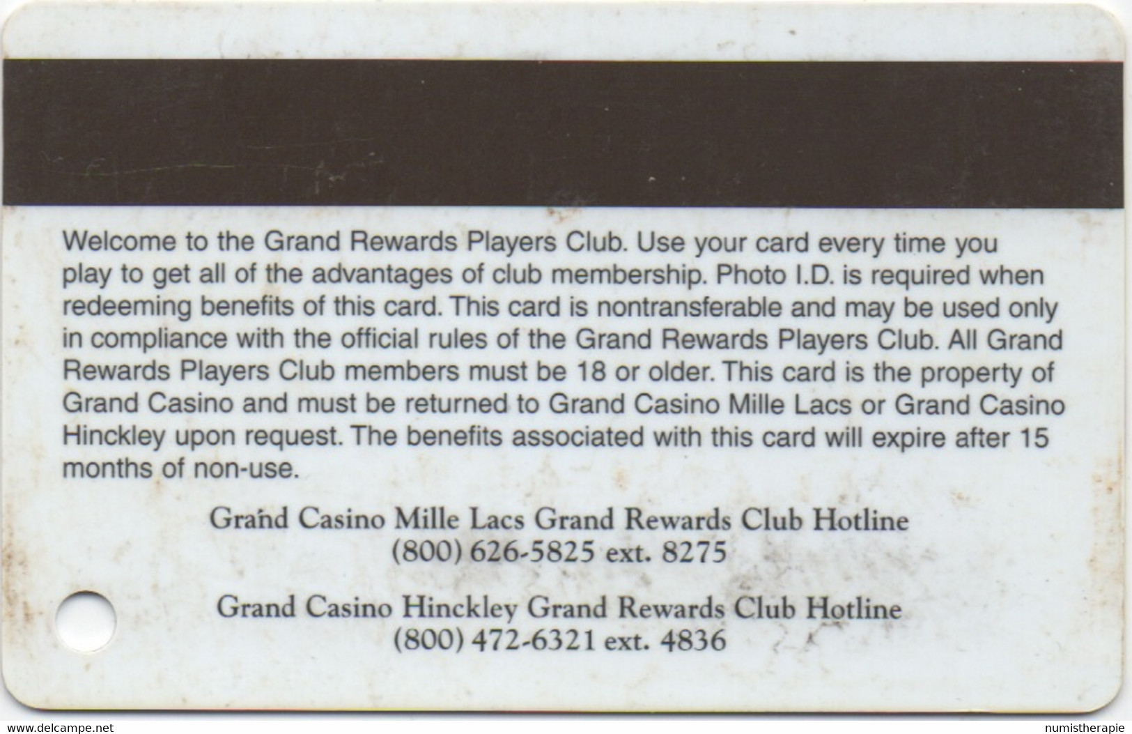 Mille Lacs Grand Casino Hinckley MN : Grand Rewards Players Club - Casino Cards