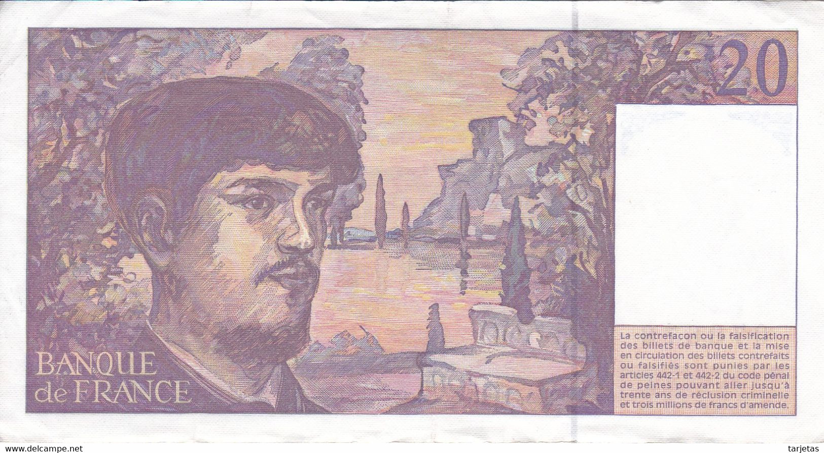 BILLETE DE FRANCIA DE 20 FRANCS DEL AÑO 1997 SERIE H.061  (BANKNOTE) CLAUDE DEBUSSY - 20 F 1980-1997 ''Debussy''