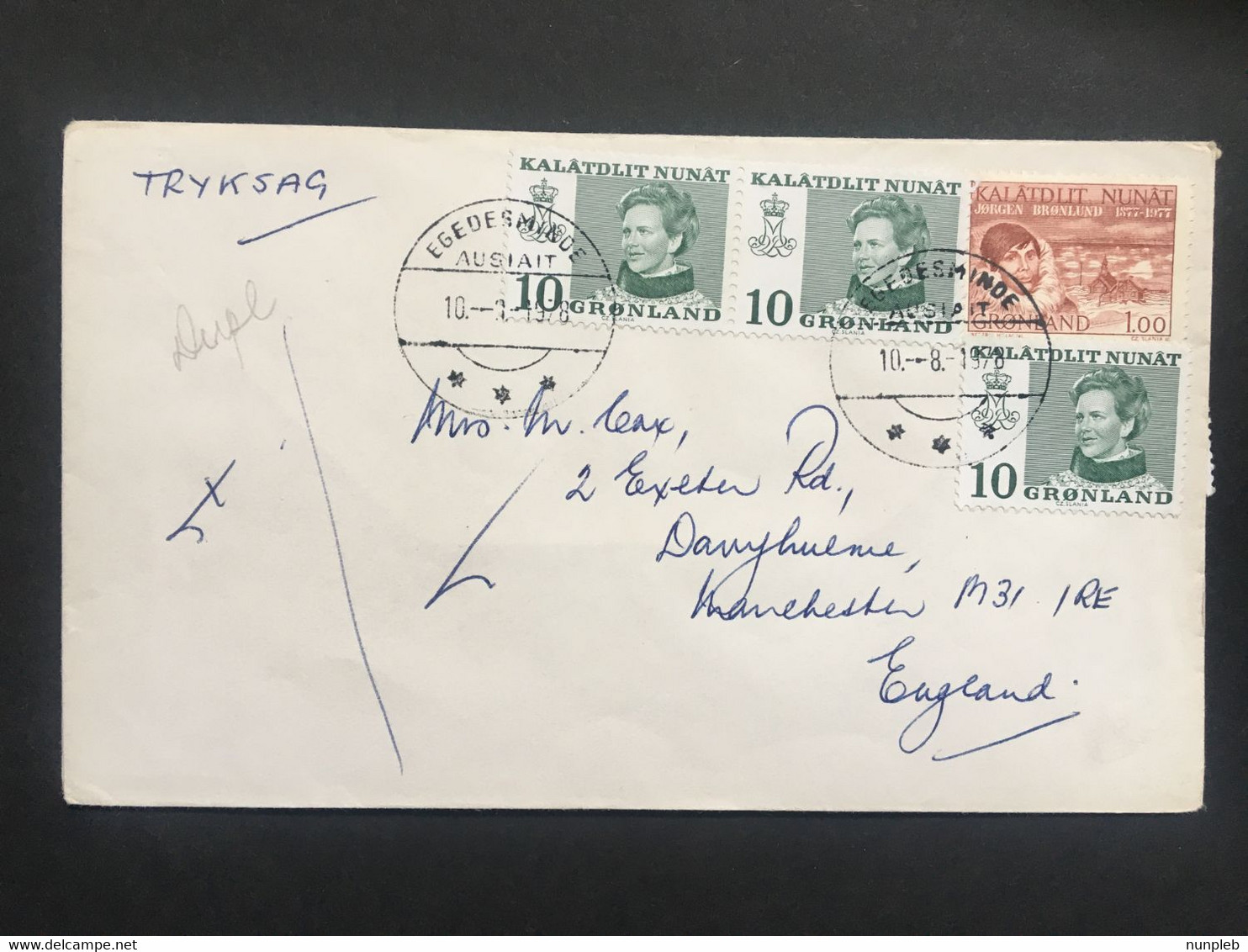 GREENLAND 1978 Cover With Ausiait / Aasiaat Postmark To Manchester England - Brieven En Documenten