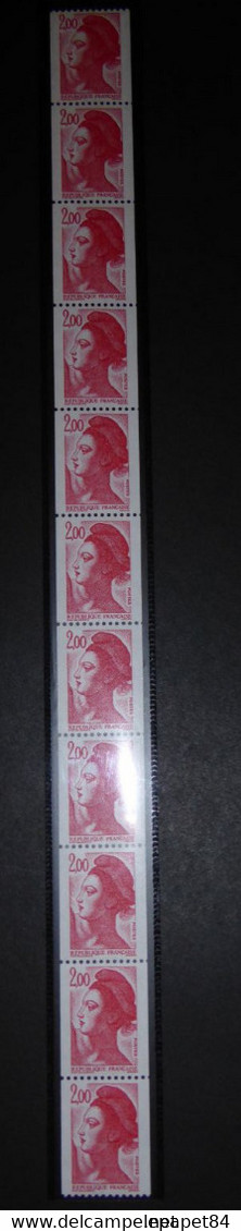 Roulette 11 Timbres Liberté Rouge 2 Franc N°83 - 1 Numéro Rouge - Neuf** Non Pliée - Rollen