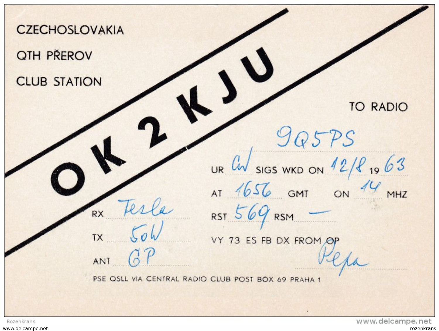 QSL Card Amateur Radio CB 1963 Motorcross International Prerov CZECHOSLOVAKIA Tsjechoslowakije Praha Praag - Amateurfunk