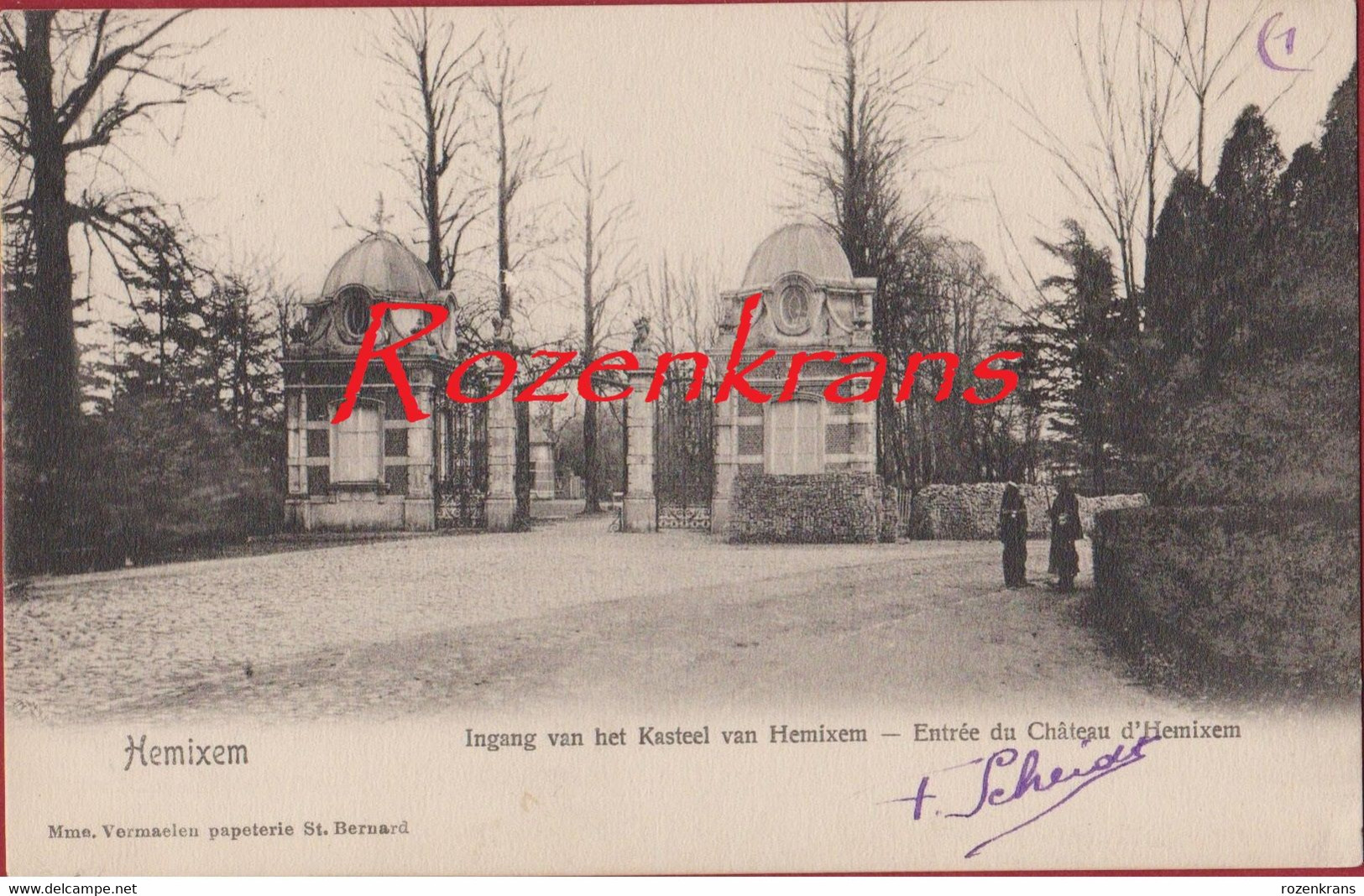 Hemiksem Hemixem Ingang Van Het Kasteel Het Hof Van Hemixem Château D'Hémixem Geanimeerd 1905 ZELDZAAM - Hemiksem