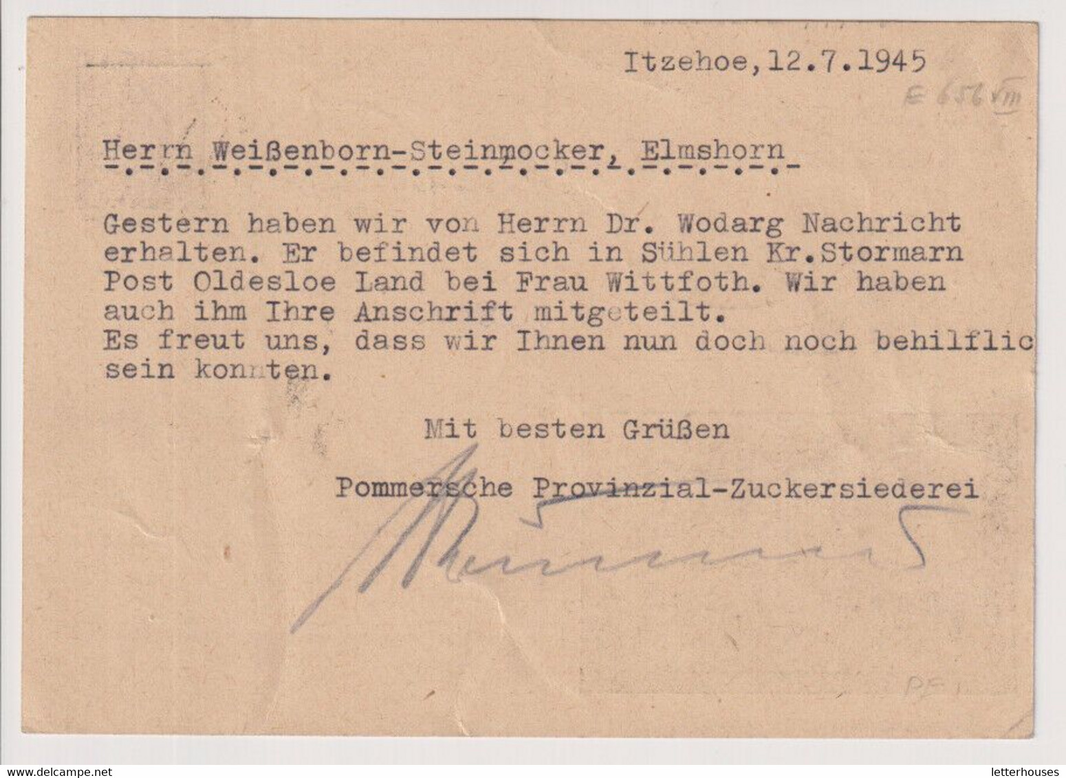 Not-GA, P E 656/08II, Itzehoe 12.4.45, Etwas Knittrig. EXTREM SELTEN - Other & Unclassified