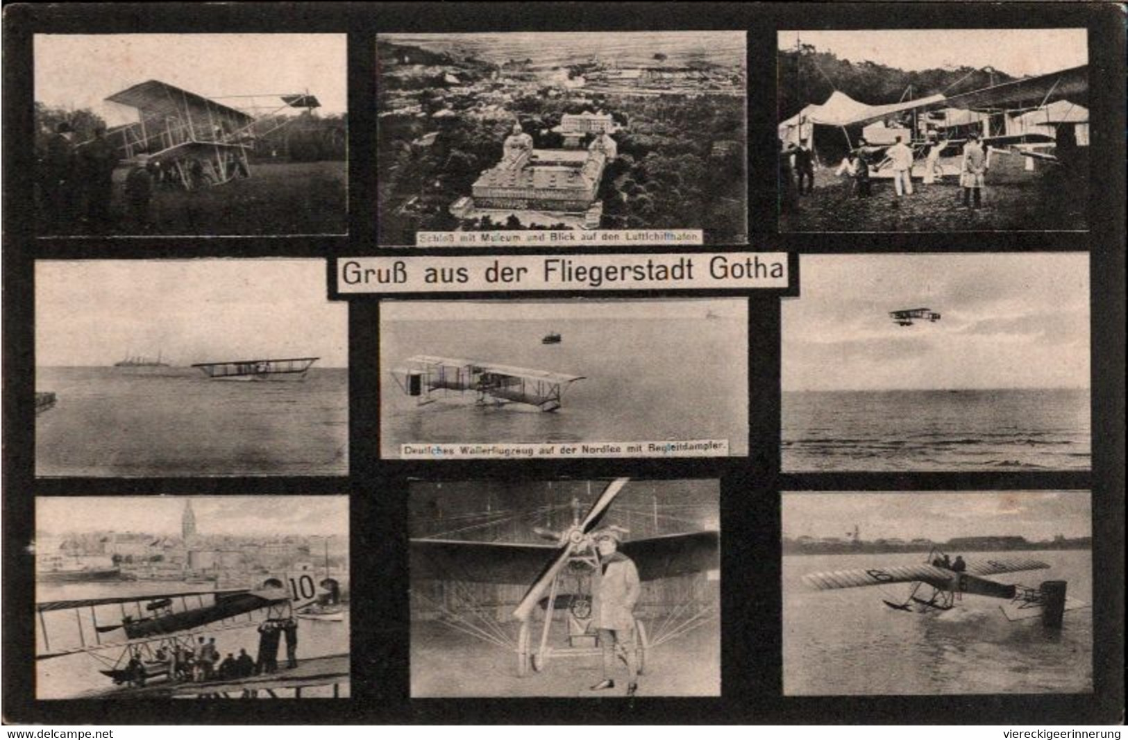 ! Ansichtskarte Gruß Aus Der Fliegerstadt Gotha, Flugzeuge, Doppeldecker, Waterplanes, Wasserflugzeuge - 1914-1918: 1ère Guerre