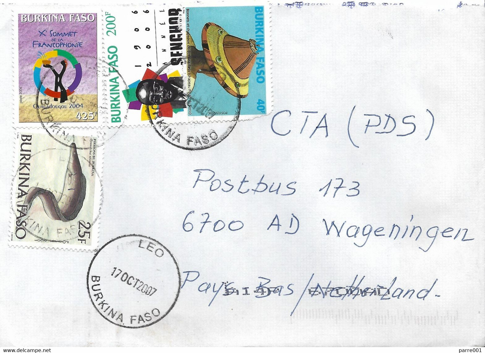 Burkina Faso 2007 Leo Freshwater Fish Senghor Francophonie Summit Hat 40f Cover - Burkina Faso (1984-...)