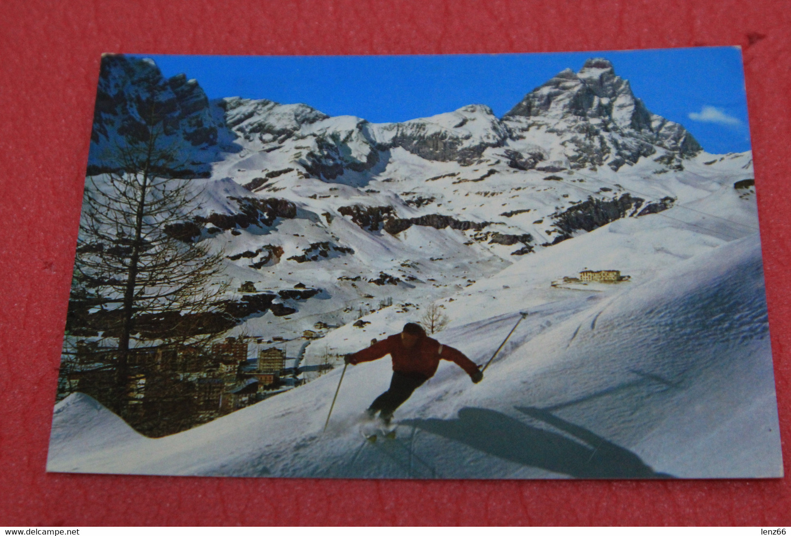 Aosta Cervinia Il Monte Cervino Matterhorn Campo Sci Con Sciatore 1977 - Andere & Zonder Classificatie