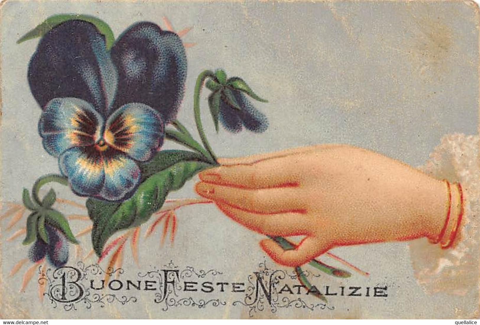 02792  "BUONE FESTE NATALIZIE" CARTONC. AUGURALE, CROMOLITHO FINE XIX SEC. - Exlibris