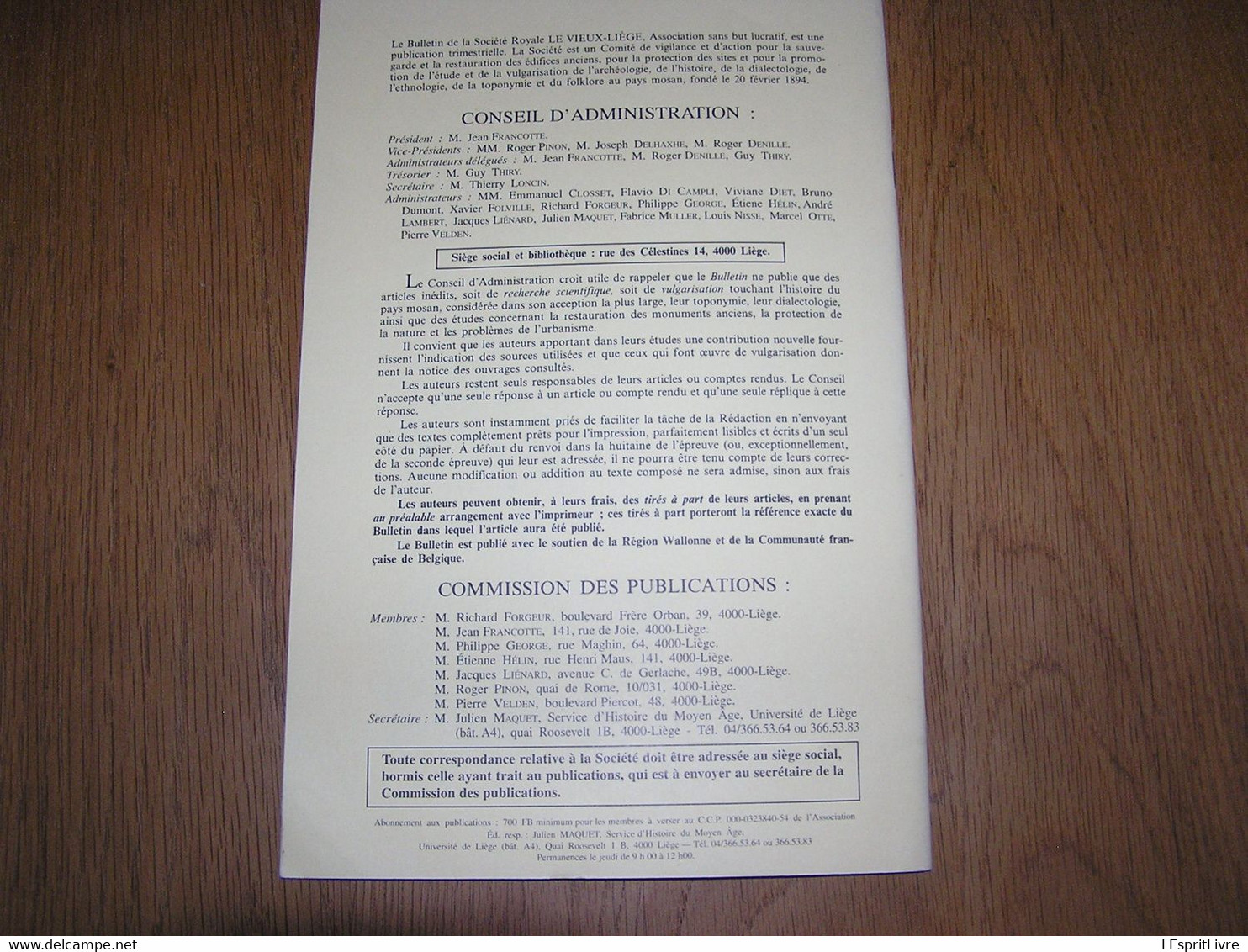 LE VIEUX LIEGE Bulletin N° 283 Régionalisme Folklore Revenant Faubourg Saint Léonard 1634 Tombeaux Evêques de Liège