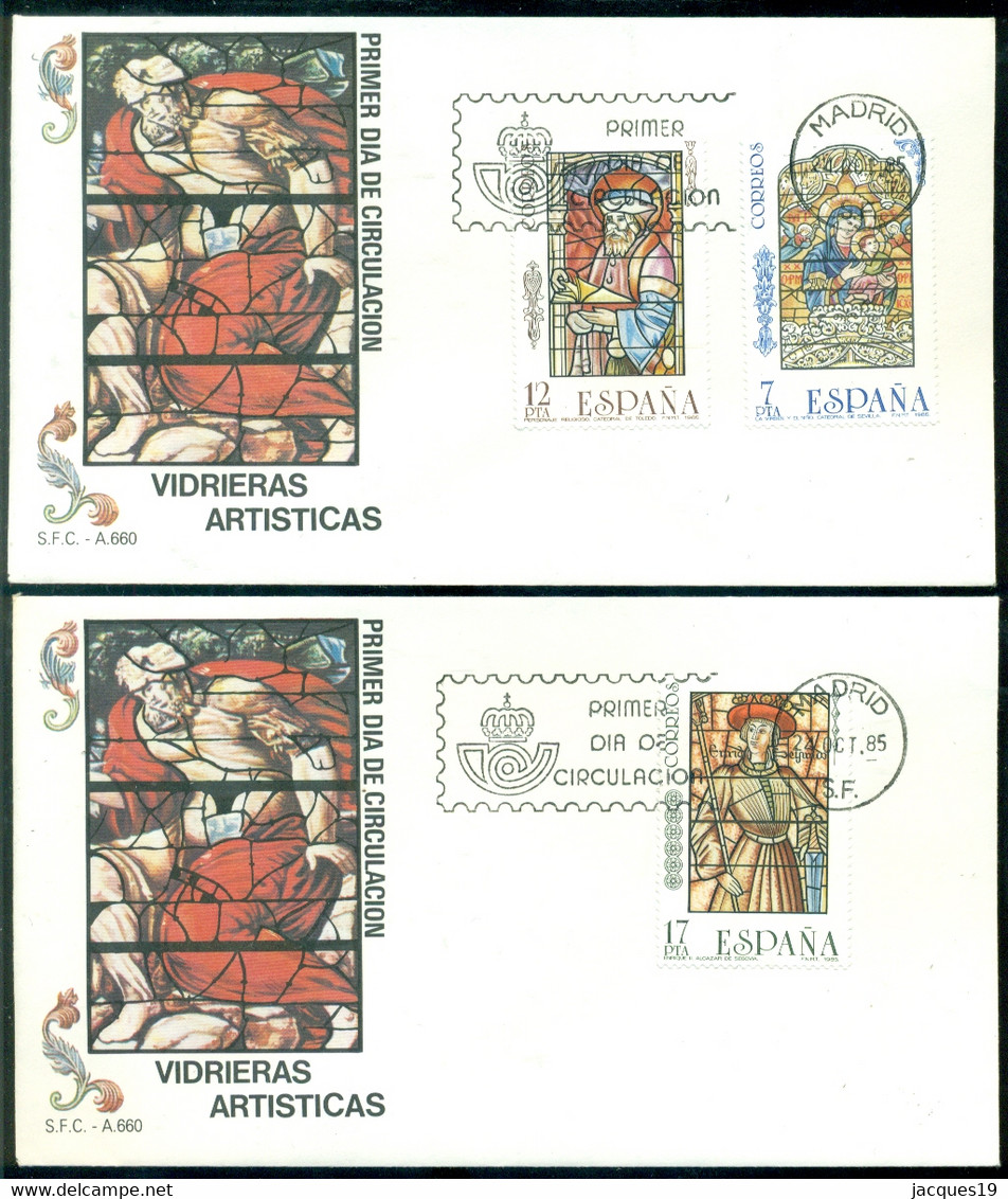 Spanien 24-10-1985 FDC (2) Glasfenster Nicht Adressiert - FDC