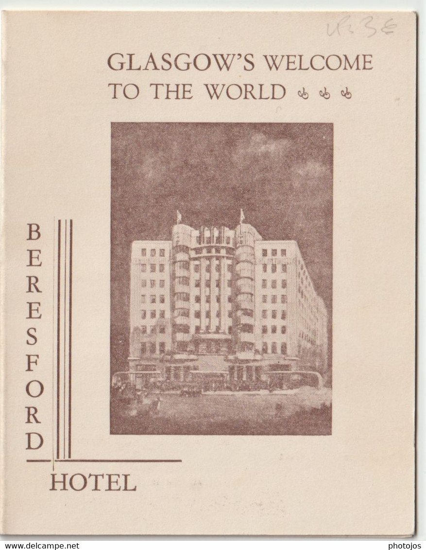 Petit Dépliant Publicitaire  Hôtel Beresford Glasgow (UK) - Toeristische Brochures