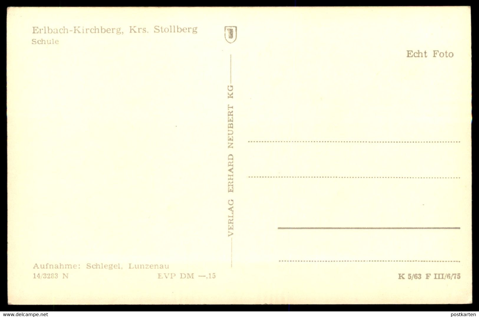 ÄLTERE POSTKARTE ERLBACH-KIRCHBERG SCHULE KREIS STOLLBERG LUGAU School école Ansichtskarte Postcard Cpa AK - Erlbach-Kirchberg