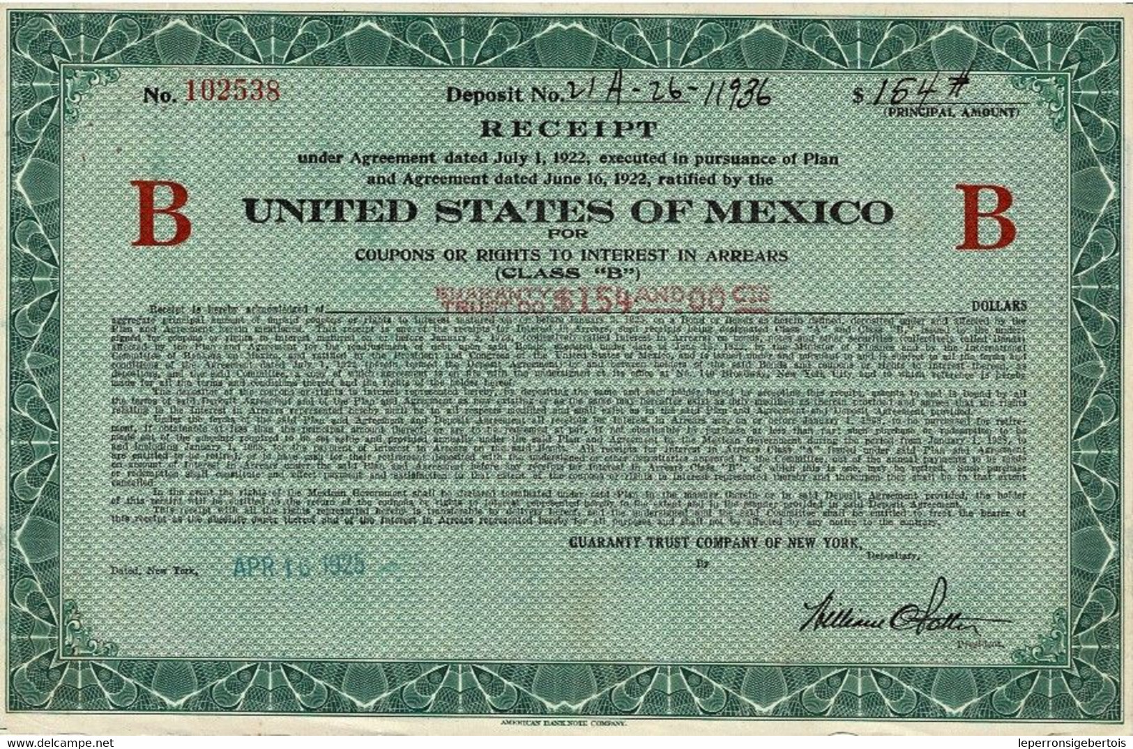 Titre Ancien - United States Of Mexico - Etats Unis Du Mexique - Titre De 1925 - - M - O