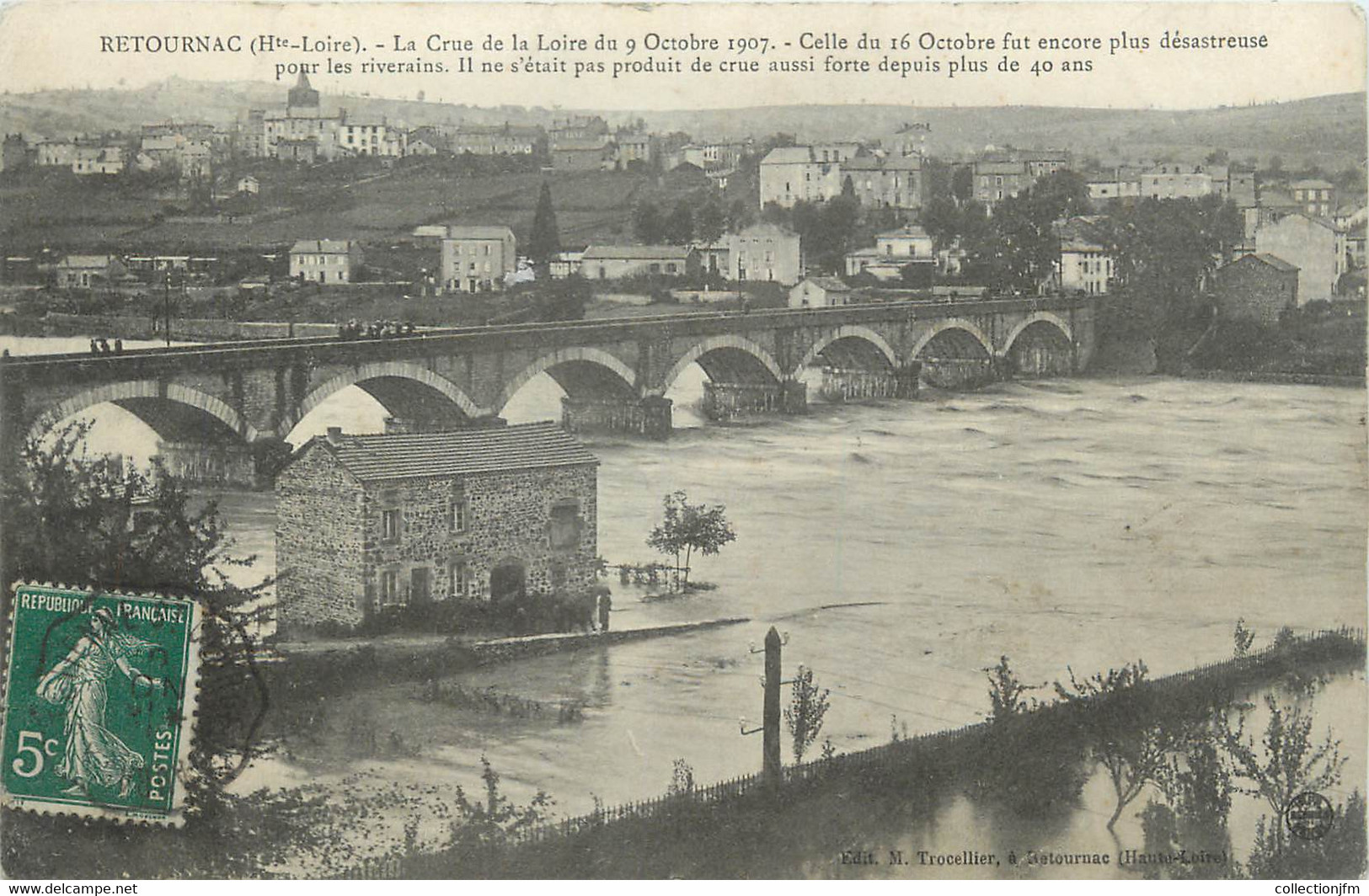 CPA FRANCE 43 " Retournac, La Crue De La Loire Le 09 Octobre 1907 " - Retournac