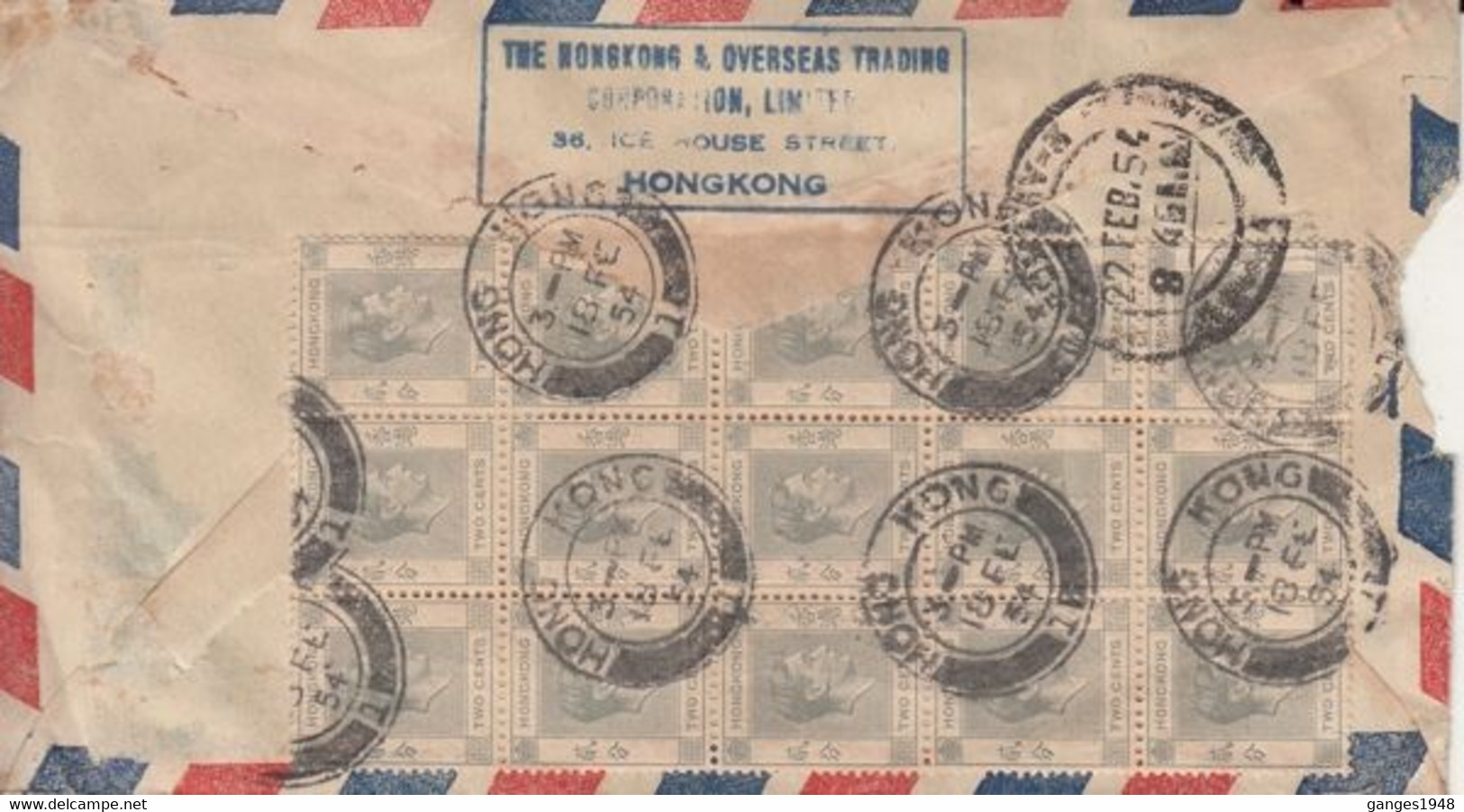Hong Kong  1954  KG VI  Air Mail Cover To Bombay  # 32355 D   Inde India - Otros & Sin Clasificación