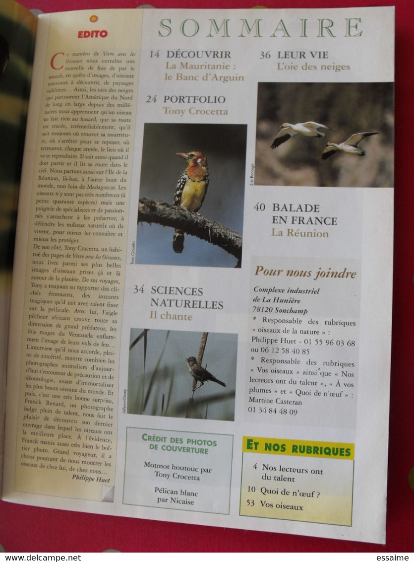 4 Revues Vivre Avec Les Oiseaux 2002 Et 2004. Fou De Bassan Inde Sein Busard Loire Chouette Martin-pêcheur Pélican - Animals