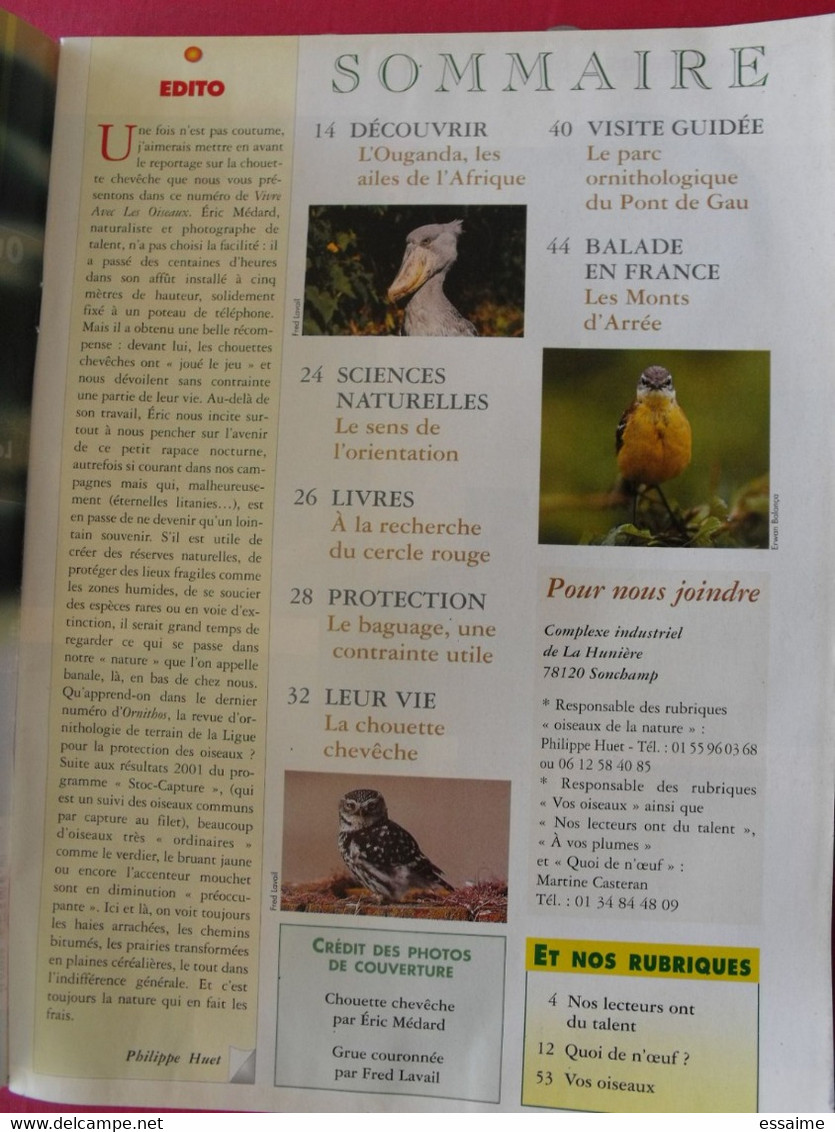 4 Revues Vivre Avec Les Oiseaux 2002 Et 2004. Fou De Bassan Inde Sein Busard Loire Chouette Martin-pêcheur Pélican - Dieren