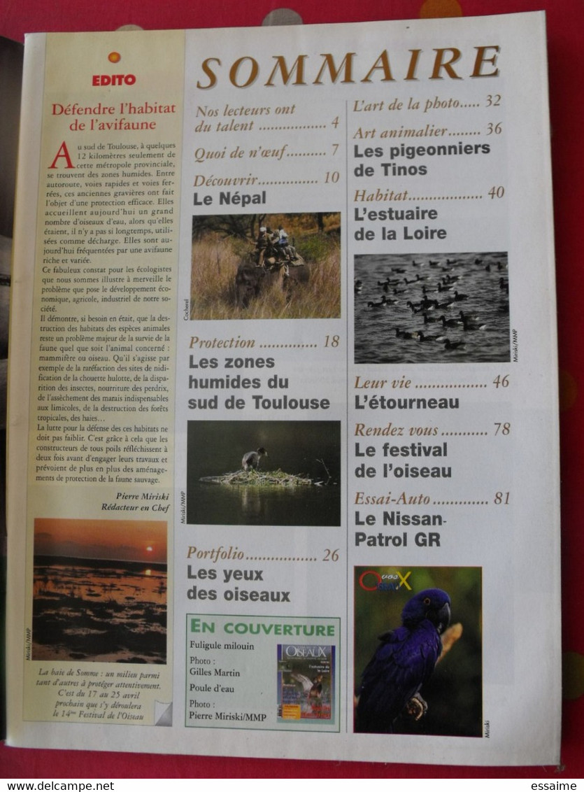 4 revues Vivre avec les oiseaux 2002 et 2004. fou de bassan inde sein busard loire chouette martin-pêcheur pélican