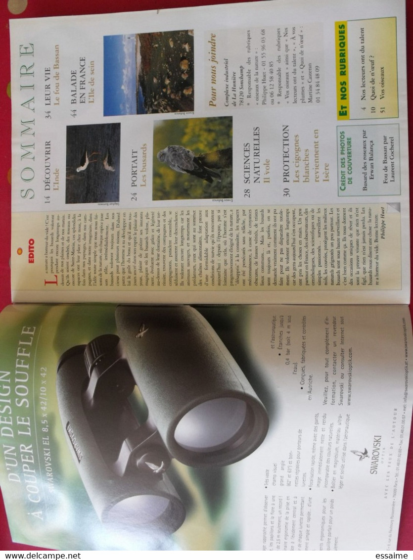 4 revues Vivre avec les oiseaux 2002 et 2004. fou de bassan inde sein busard loire chouette martin-pêcheur pélican