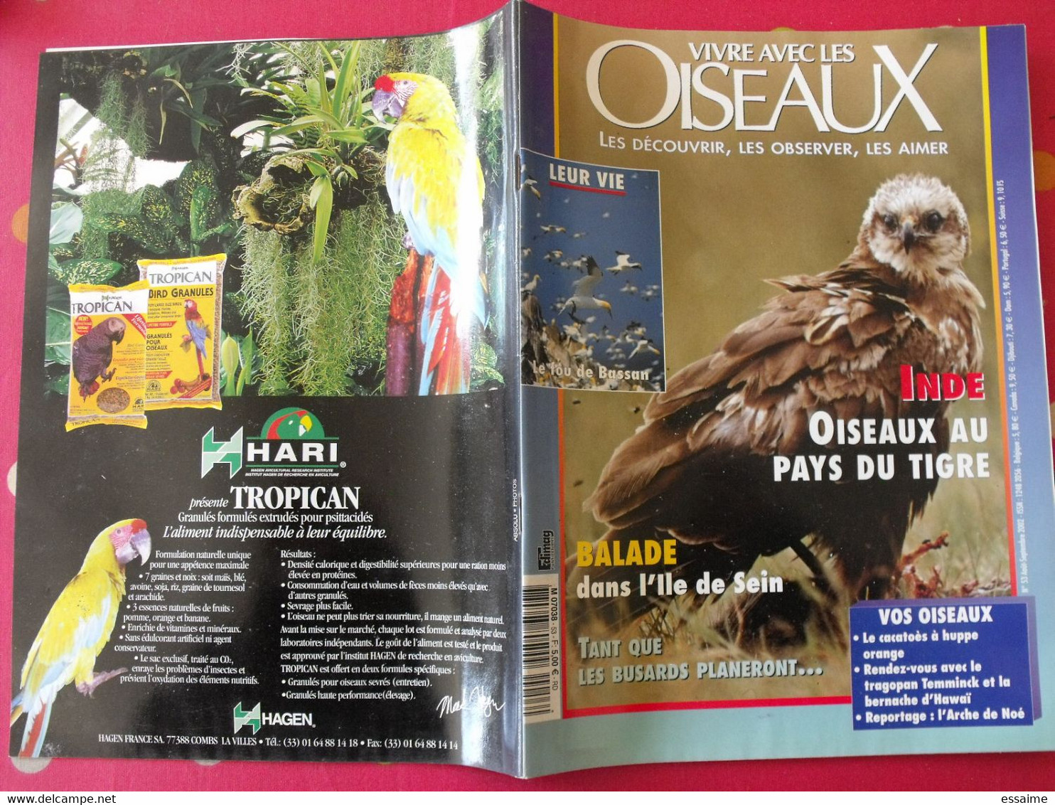 4 revues Vivre avec les oiseaux 2002 et 2004. fou de bassan inde sein busard loire chouette martin-pêcheur pélican