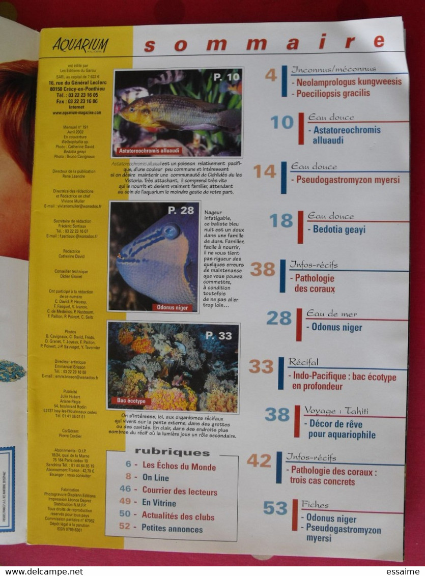 3 Revues Aquarium Magazine 2002 Et Aqua Plaisir 2004. Balistes  Ctenopoma  Centropyge Tropheus Bedotia Odonus - Tierwelt