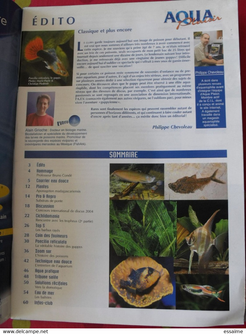 3 revues aquarium magazine 2002 et aqua plaisir 2004. balistes  ctenopoma  centropyge tropheus bedotia odonus