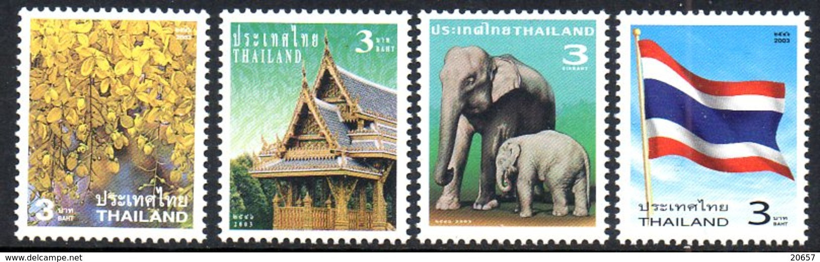 Thailand Thailande 2083/86 Usage Courant, éléphant, Drapeau, Flore, Pagode - Tailandia