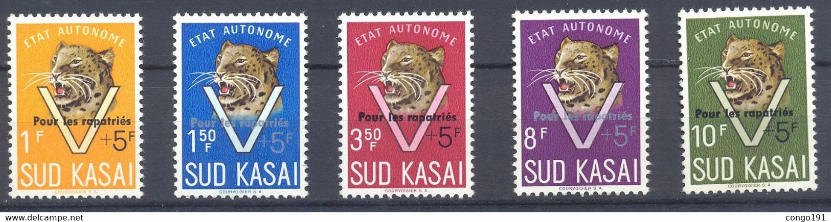 Sud Kasai - 20C/24C - Léopards - Surcharge "Pour Les Rapatriés" - 1961 - MNH - Sur Kasai