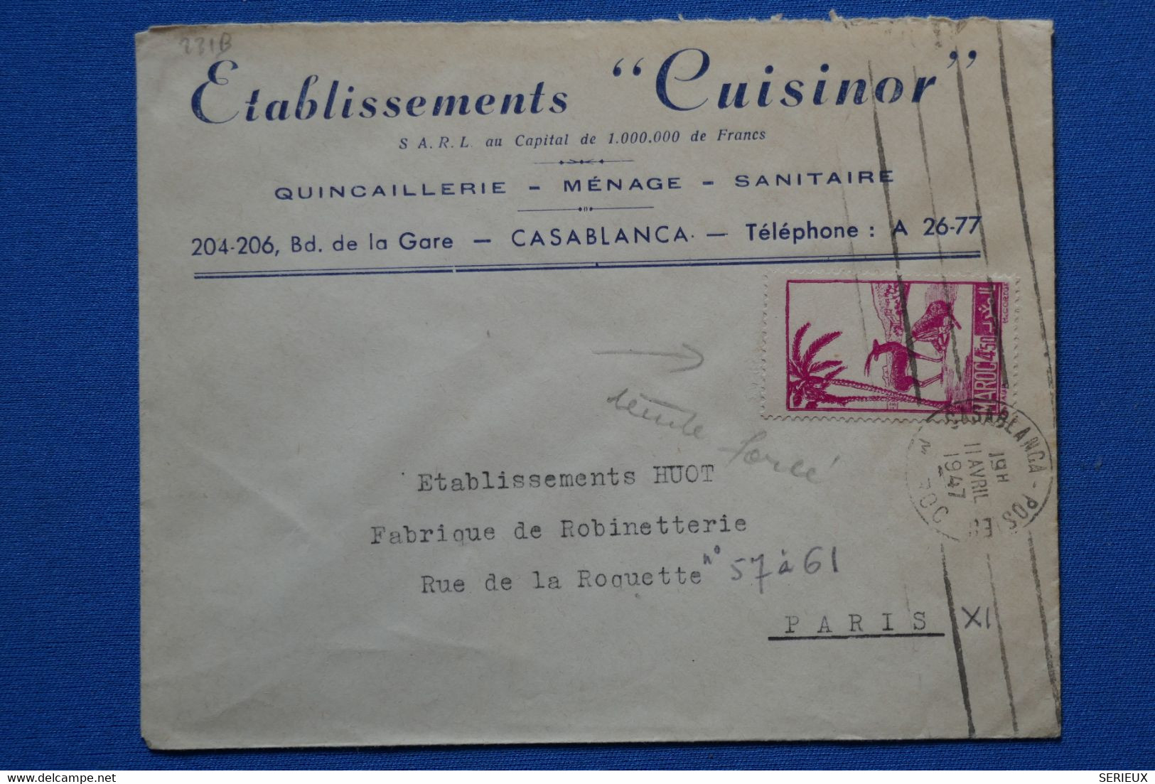 R16 MAROC BELLE LETTRE 1947 CASABLANCA POUR PARIS FRANCE+ REMISE FORCEE + AFFRANCH PLAISANTT - Autres & Non Classés