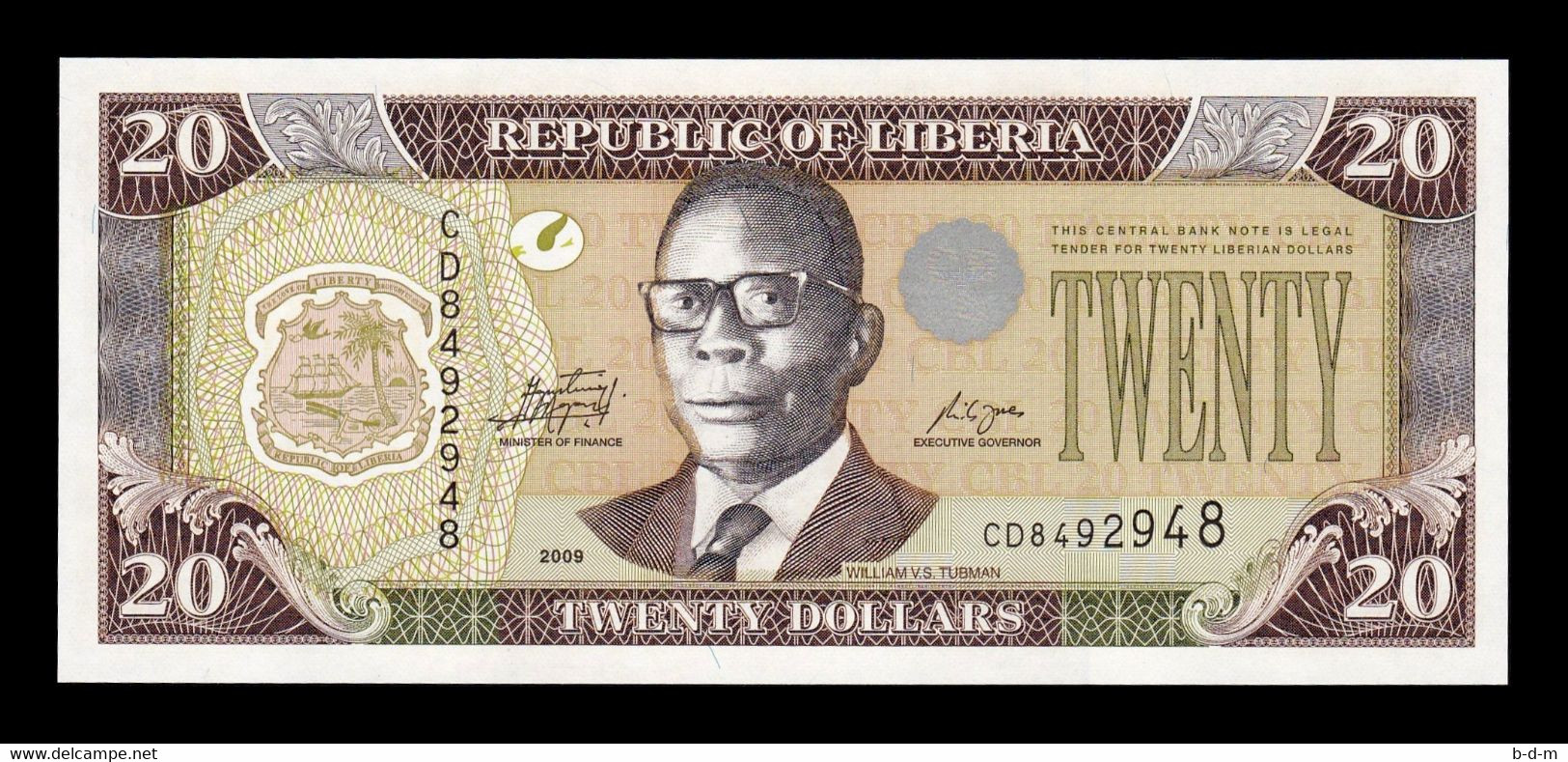 Liberia 20 Dollars 2009 Pick 28e Capicua Radar SC UNC - Liberia