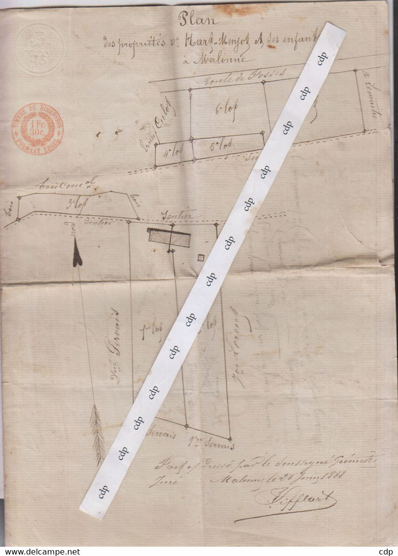 MALONNE  Plan Cadastral  1888 - Décrets & Lois