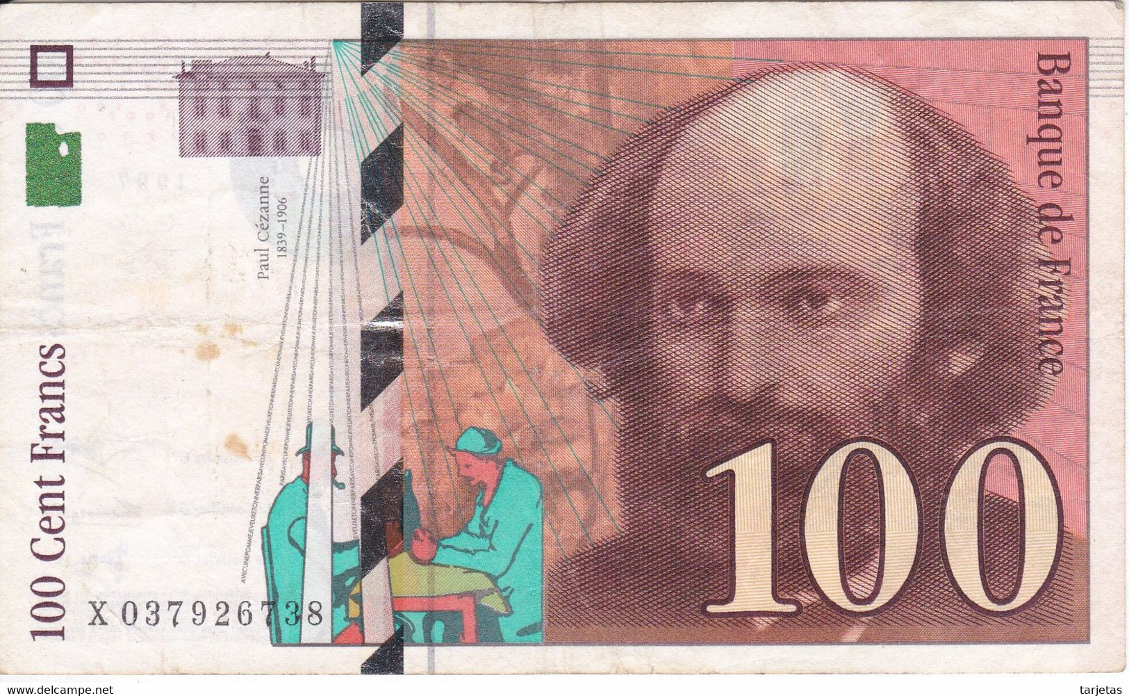 BILLETE DE FRANCIA DE 100 FRANCS DEL AÑO 1997 DE CEZANNE SERIE X  (BANKNOTE) - 100 F 1997-1998 ''Cézanne''