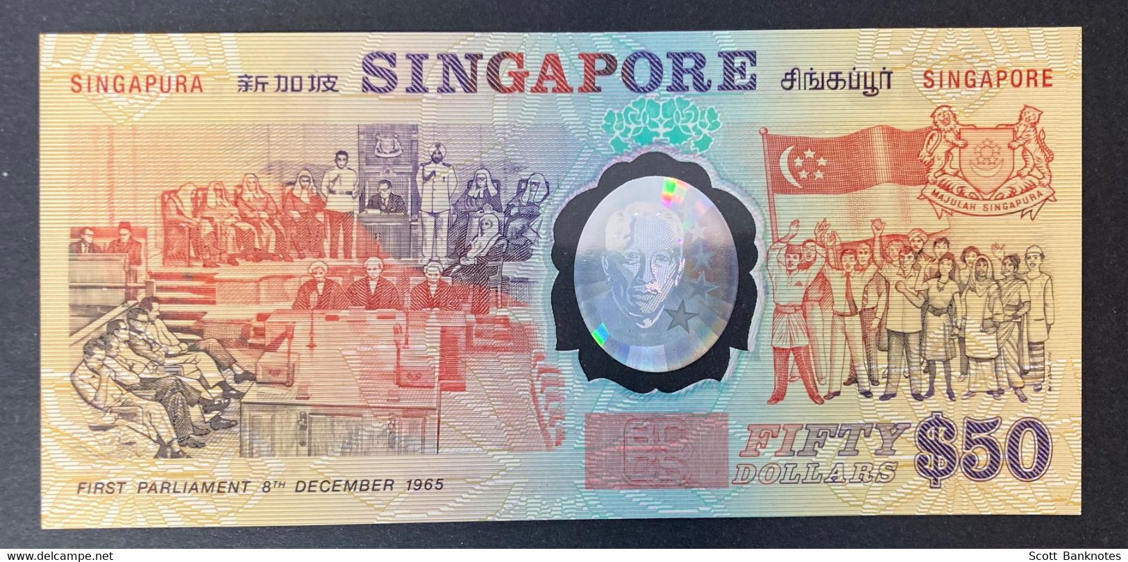 50 Dollars Polimer Singapore 1965 First Parliment - Singapore