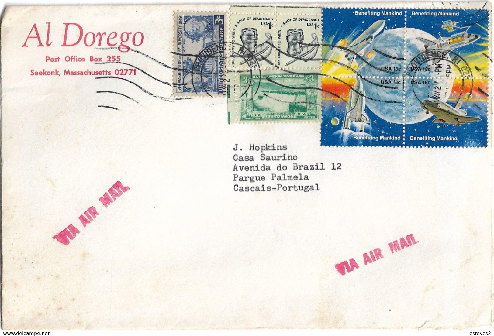 USA , Space , Nasa Benefiting Mankind , Moon , Apollo ,  Al Dorego Cover , Providence Postmark - North  America