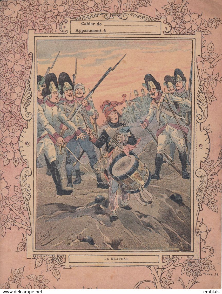 COUVERTURE De CAHIER - LE DRAPEAU - Jeune Tambour Attaqué Par Les Grenadiers Hongrois- Illustration JOB - Fin XIXe - Schutzumschläge