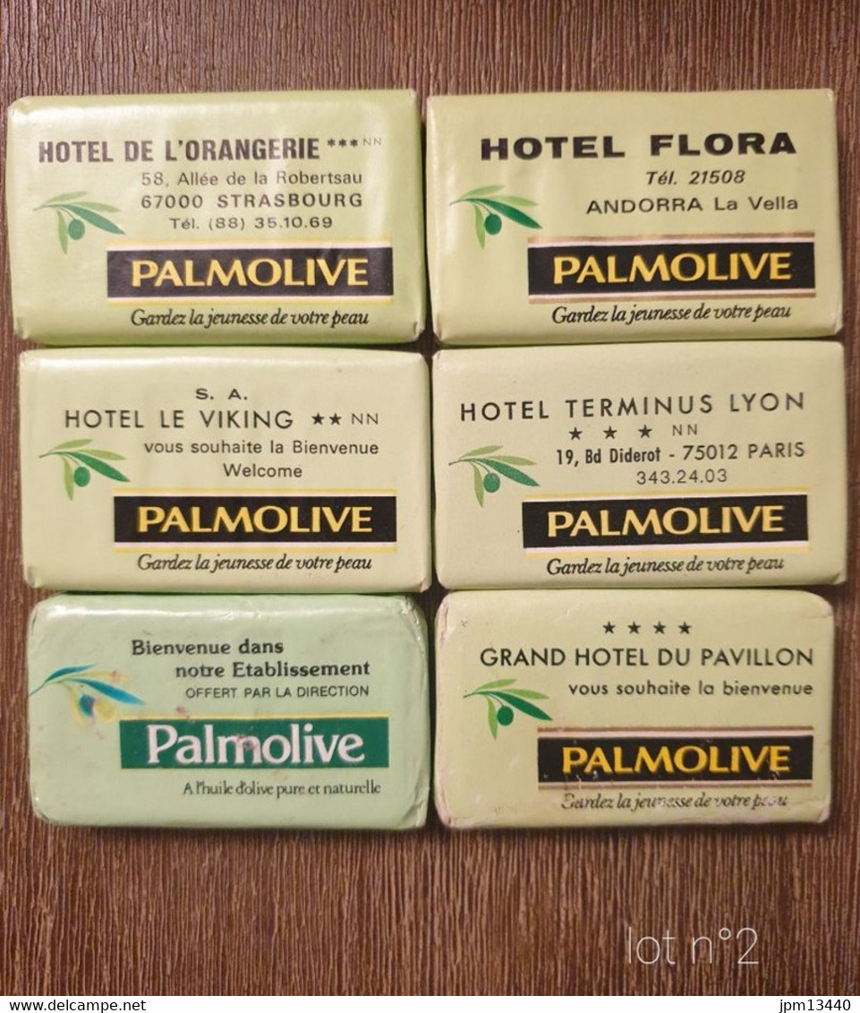 LOT DE 6 MINIS SAVONS PALMOLIVE AVEC PUBLICITES D'HOTELS - Produits De Beauté