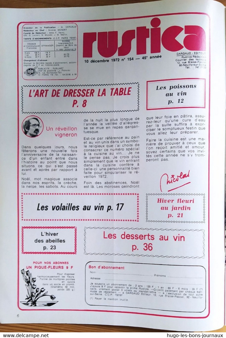 Rustica_N°154_10 Décembre 1972_la Cuisine Au Vin_le Cresson Au Balcon - Tuinieren