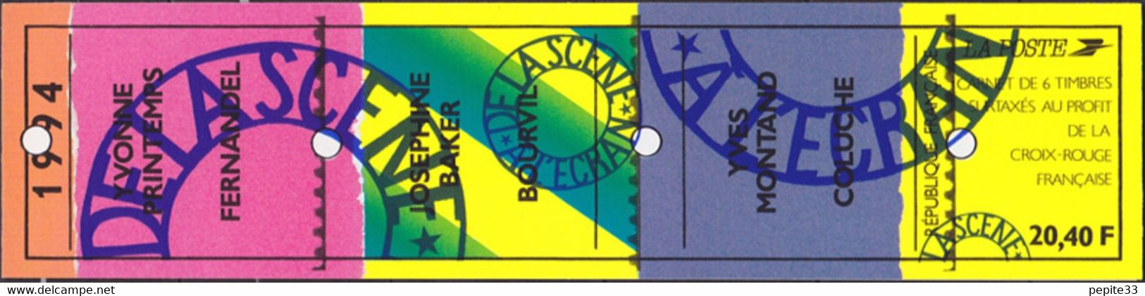 FRANCE 1994 - Carnet BC 2903 - 6 Timbres MNH ** - CARNET NON PLIÉ * ACTEURS DE LA SCÈNE AU CINÉMA (Petit Prix ) - Personen