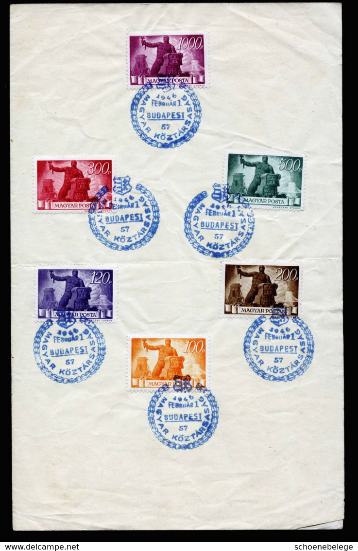 A7045) Ungarn Blatt Mit Mi.834 Ua. Mit Sonderstempel Budapest 01.02.46 - Covers & Documents