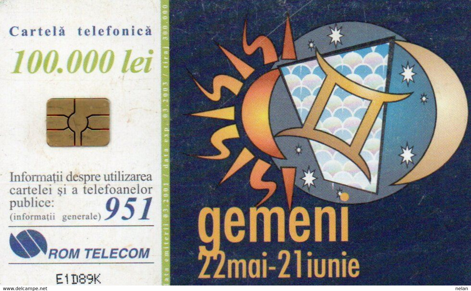PHONE CARD-ROMANIA-ROMTELECOM - GEMENI - Zodiac