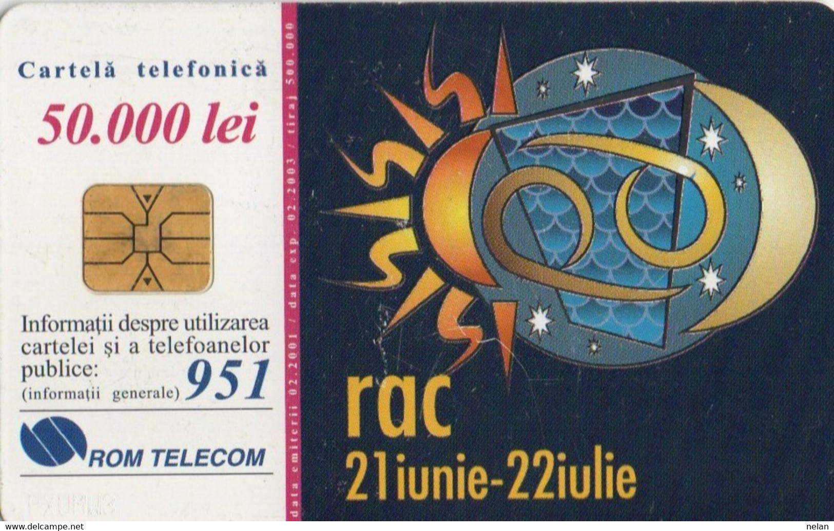 PHONE CARD-ROMANIA-ROMTELECOM - RAC - Zodiaque