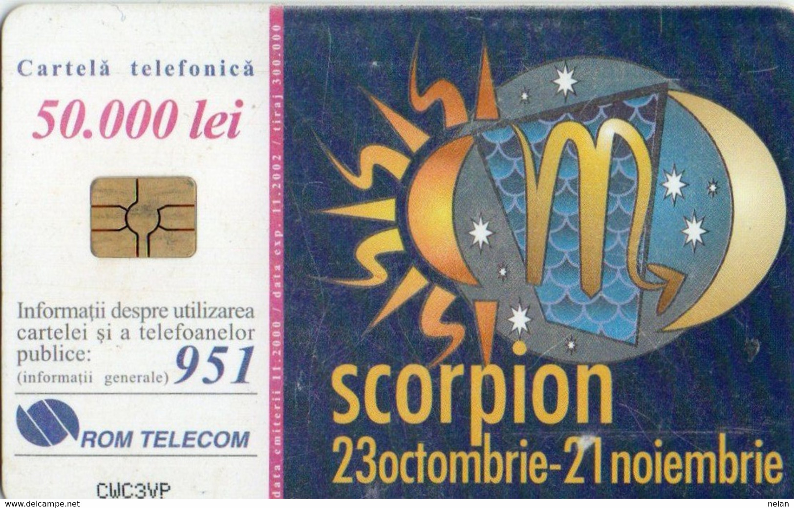 PHONE CARD-ROMANIA-ROMTELECOM - SCORPION - Zodiac