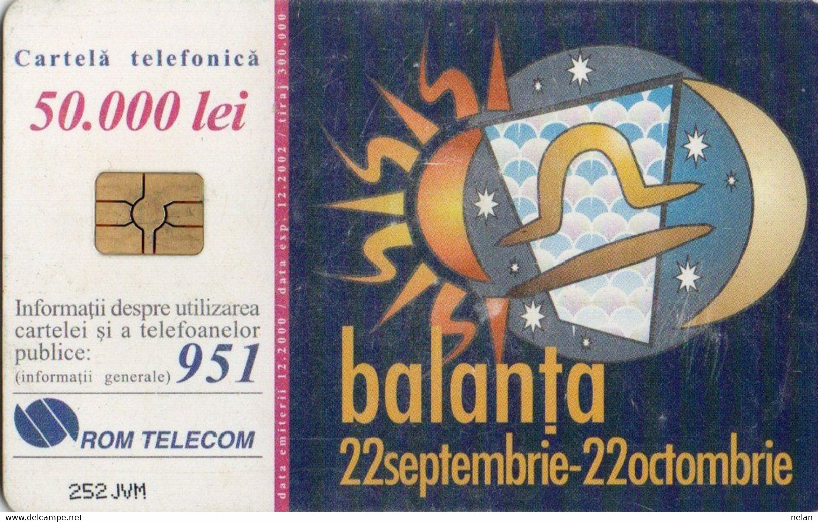 PHONE CARD-ROMANIA-ROMTELECOM - BALANTA - Zodiaco