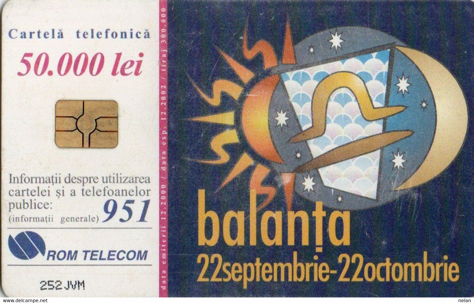 PHONE CARD-ROMANIA-ROMTELECOM - BALANTA - Zodiac