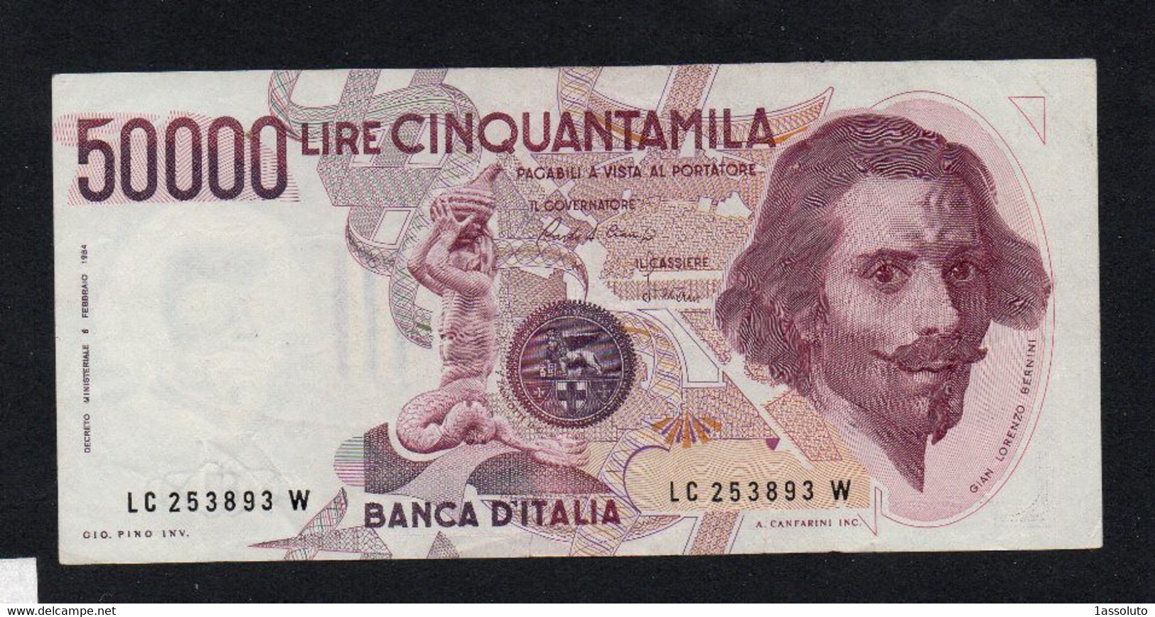 REPUBBLICA ITALIANA 50000 LIRE  BERNINI - SPL  - 1° Tipo - 5000 Lire