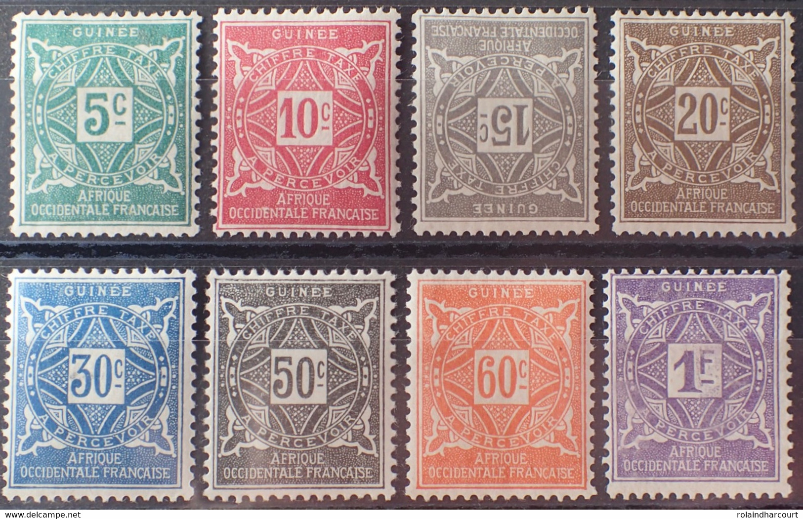 R2452/1104 - 1914 - COLONIES FR. - GUINEE - TIMBRES TAXE - SERIE COMPLETE - N°16 à 23 NEUFS* - Unused Stamps