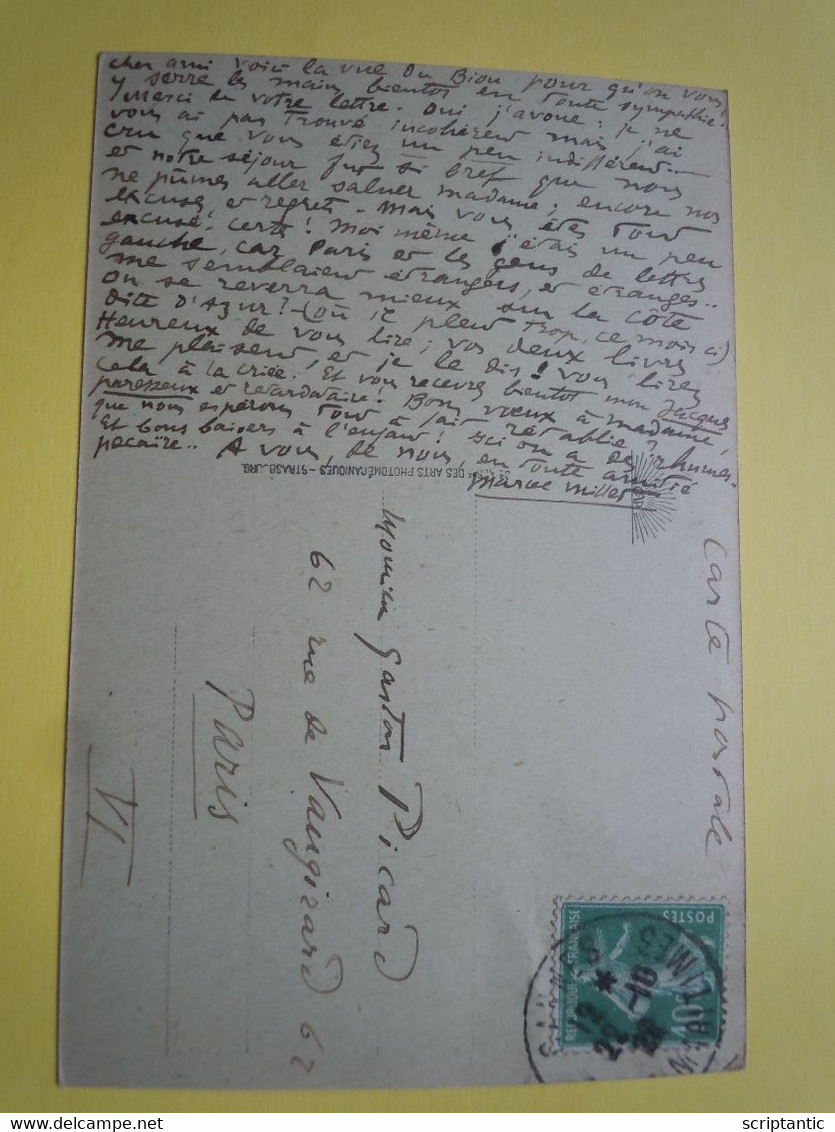 Carte Postale Autographe Marcel MILLET (1886-1970) Ecrivain ANARCHISTE - Schrijvers