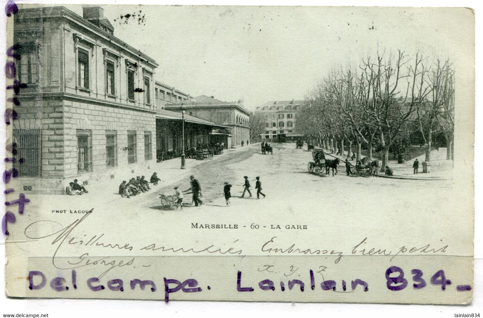 - 60 - MARSEILLE - La Gare, Précurseur, St Charles, Entrée, Animation, écrite, 1902, TBE, Scans. - The Canebière, City Centre