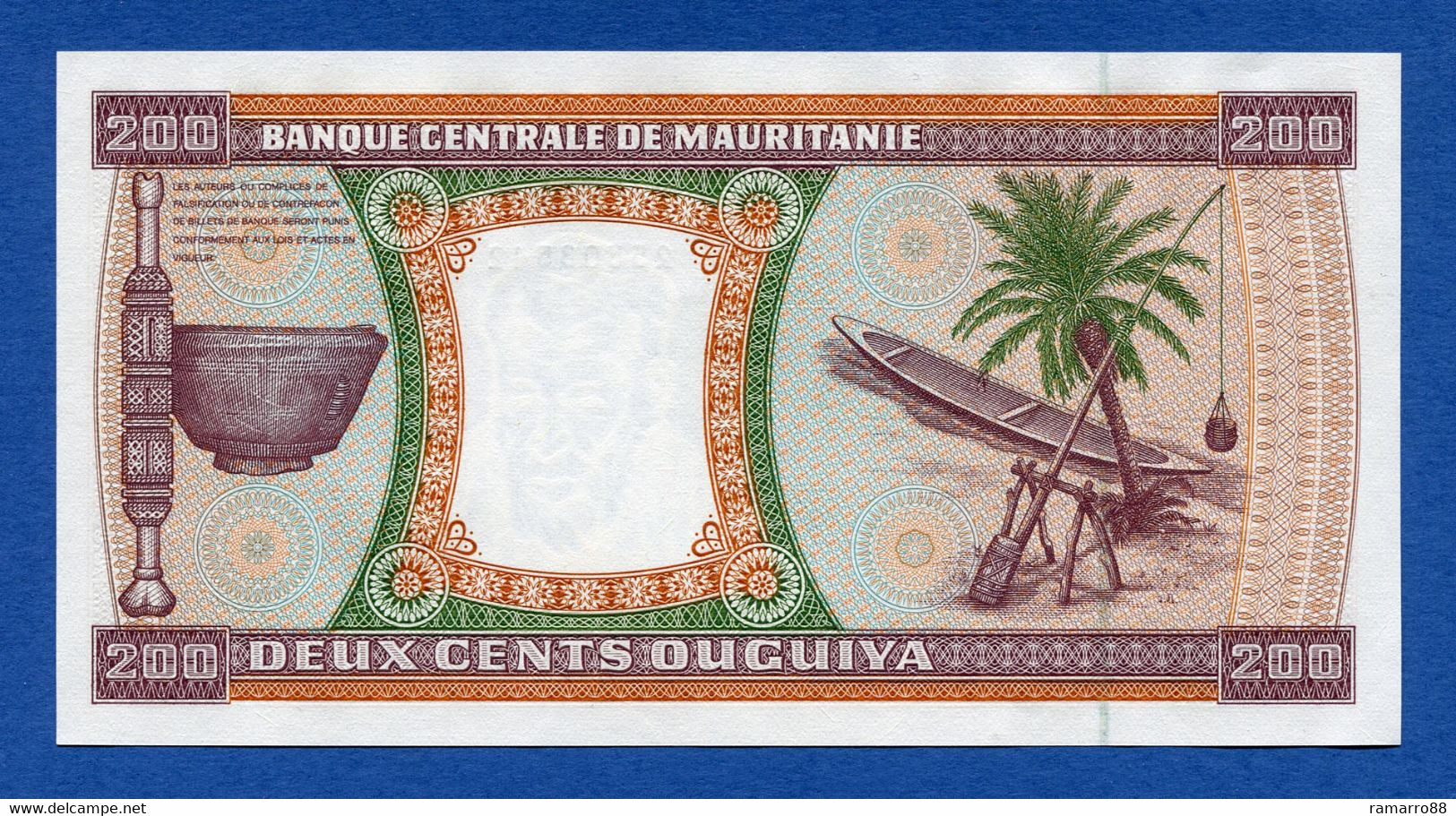 Mauritania 200 Ouguiya 1996 Pick # 5g Unc - Mauritanie